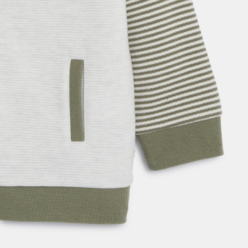 سويت شيرت بسحاب وغطاء رأس من القطن الفاخر باللون الأخضر للأولاد الصغار